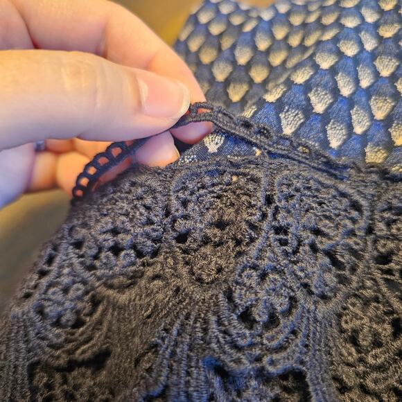 Blue Rain Crocheted Long Sleeve Peasant Dress SzM Rayon Blue - Picture 9 of 12